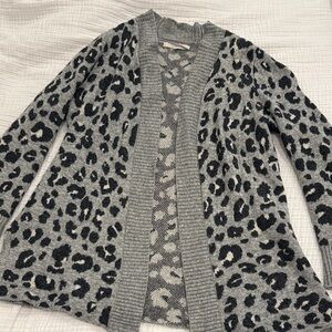 LOFT Gray Leopard Print Women's Cardigan